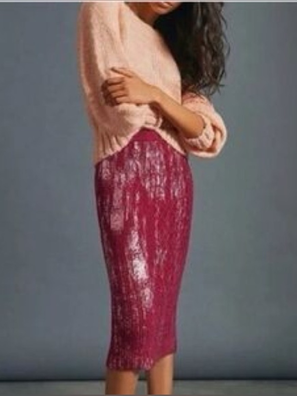 Anthropologie Rue Shimmer Sweater Midi Skirt -Wool Alpaca Blend - Festive NWOT